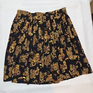 Chic Black and Gold A-Line Skirt